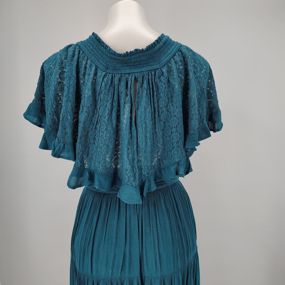 Free People Dancing On Air Lace Maxi Dress Lace Ruffle Boho High Low XS NWOT - Picture 12 of 16